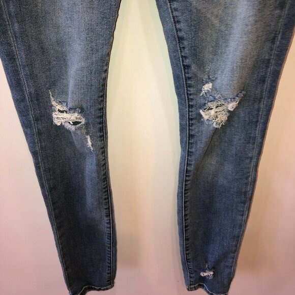 BlankNyc Womens Size 27 Medium Wash Blue Distressed Straight Leg Denim Jeans - Picture 6 of 11